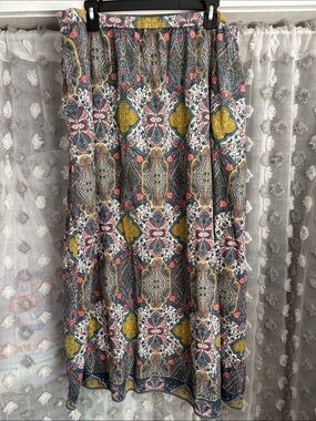 Garnet Hill Multicolor Medallion Maxi Skirt with Pink, Blue & Yellow Accents